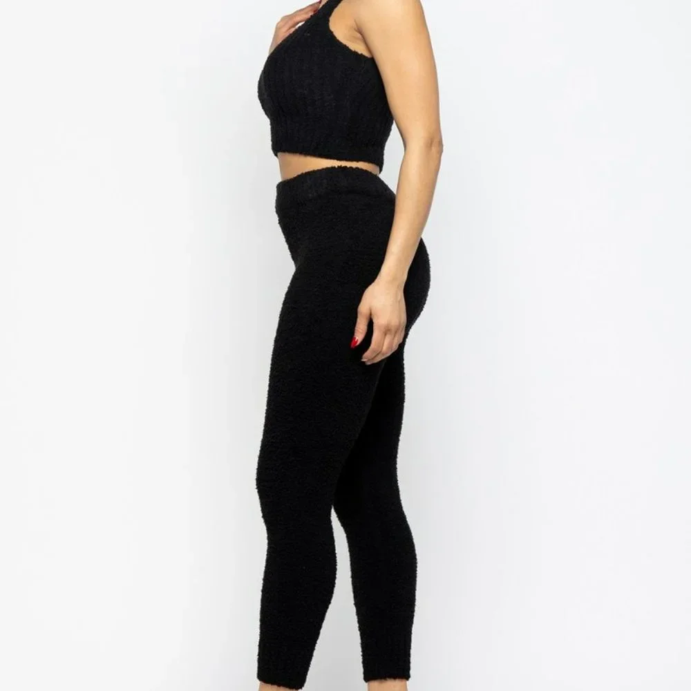 3PC Teddy Bear Lounge set Long sleeve cardigan cropped tank leggings - Picture 2 of 7